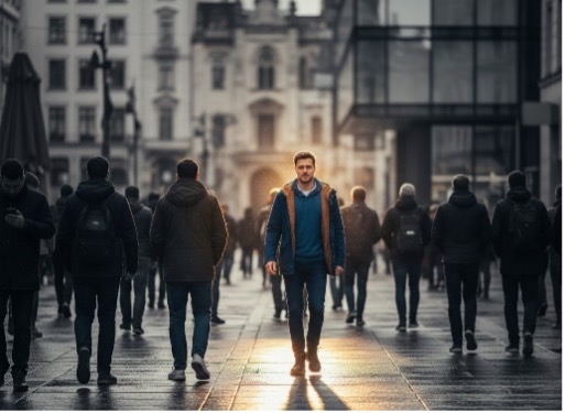 Zeicnung: Drei Köpfe untereinander: Oben älterer Herr, Mitte: mittelalte Frau, unten jüngerer Mann. Alle schauen unzufrieden aus. 